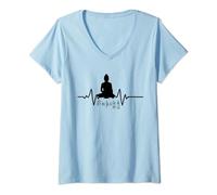 Bouddha Mantra Om Mani Padme Hum Bouddhiste Spiritualité T-Shirt avec Col en V