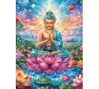 Bouddha méditant sur Une Fleur de Lotus 1000 Pièces Puzzle Adolescent en Carton sans Déformation Paysages et Science-Fiction Difficulté Moyenne Activité Éducative Cadeau Noël Pas Cher Petit Prix 1000