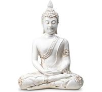 Phoenix Statue de Bouddha en Méditation Thaïlande 29 cm Polyrésine Blanc