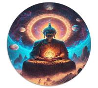 Bouddha Méditatif Scène Cosmique Puzzle 1000 Pièces Rond Papier Puzzle pour Adultes Univers Céleste