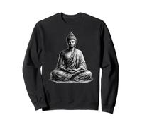 Bouddha méditation Zen Spirituel Art Noir Blanc Croquis Sweatshirt
