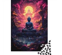 Bouddha Pagode Clair de Lune Casse-tête Reflet Mystérieux 1000 Pièces Papier Recy adeau Femmes & Hommes, Activité Maison Extrêmement Stimulante, Cadeau Célébration 38x26cm/1000pcs