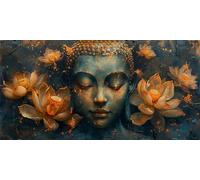 Bouddha Peinture Numero Adulte, Eenfants Peinture par Numéro Lotus Peinture par Numero Débutants Activité Manuelle, avec 3 Pinceaux et Acryliques Pigment, Decoration Murale 40X80CM (Sans Cadre)