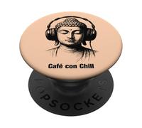 Bouddha Portant des écouteurs, Amateur de Musique Lo-FI PopSockets PopGrip Adhésif