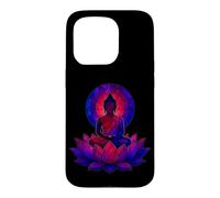 Bouddha Spirituel Fleur de Lotus Mindfulness Vitrail Art Coque pour iPhone 15 Pro
