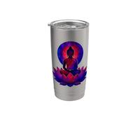 Bouddha spirituel Fleur de lotus Mindfulness Vitrail Art Gobelet isotherme en acier inoxydable double paroi