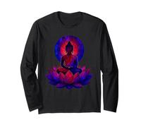 Bouddha Spirituel Fleur de Lotus Mindfulness Vitrail Art Manche Longue