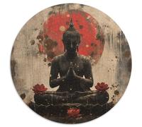 Bouddha Statue 1000 Pièce Jigsaw Puzzles Jeux Éduchatifs Soulageur De Stress Jigsaw Rond Défi Couleur pour Cadeaux De Voyage, Présent 1000pcs (67.5x67.5cm)