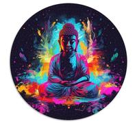 Bouddha Statue 1000 Pièce Jigsaw Puzzles Jeux Éduchatifs Soulageur De Stress Puzzle Rond Belle DécoRation Puzzle pour Cadeaux De Voyage, Présent 1000pcs (67.5x67.5cm)