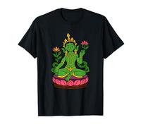 Bouddha Tara Vert avec Mantra tibétain Bouddhiste Vajrayana T-Shirt