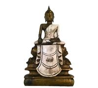BOUDDHA THAI CREME ET OR EN MEDITATION STATUE SCULPTURE
