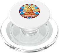 Bouddha Vitrail Lotus Mandala Art Spirituel Bouddhiste PopSockets PopGrip pour MagSafe