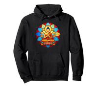 Bouddha Vitrail Lotus Mandala Art Spirituel Bouddhiste Sweat à Capuche