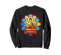 Bouddha Vitrail Lotus Mandala Art Spirituel Bouddhiste Sweatshirt