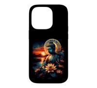 Bouddha Zen méditation Lotus Coucher de Soleil Art Spirituel Coque pour iPhone 14 Pro