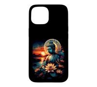 Bouddha Zen méditation Lotus Coucher de Soleil Art Spirituel Coque pour iPhone 15