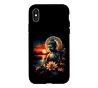 Bouddha Zen méditation Lotus Coucher de Soleil Art Spirituel Coque pour iPhone X/XS