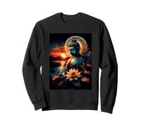 Bouddha Zen méditation Lotus Coucher de Soleil Art Spirituel Sweatshirt