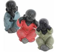 Bouddhas colorés rieurs en magnésie (Lot de 3)