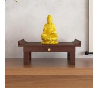Bouddhiste Étagère Sanctuaire de Bouddha en Bois Massif,étagère pour Statue de Bouddha,Table de Puja d'hommage,Statue de Guanyin Guan Gong,Tables d'offrandes sur piédestal(Desktop Style,40x25cm)