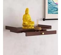 Bouddhiste Étagère Sanctuaire de Bouddha en Bois Massif,étagère pour Statue de Bouddha,Table de Puja d'hommage,Statue de Guanyin Guan Gong,Tables d'offrandes sur piédestal(Wall-mounted Style,40x25cm)