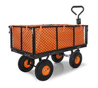 BOUDECH® Chariot à Main pour Outils de Jardin en Fer avec Une Charge Max. de 550kg avec Grille supplémentaire