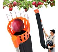 BOUDECH Pametik - Classeur de fruits en entonnoir avec poignée télescopique 4 m avec support et sac en tissu pour récolte de pommes oranges poires orange et noir