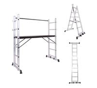 BOUDECH RIG 100 - Échafaudage multifonctionnel Échafaudage 3 en 1 H165,5 cm Échelle d'échafaudage de travail avec roues en aluminium Capacité de charge max. 150 Kg