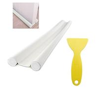 Boudin de Porte Double Isolant, Joint Boudin de Base de Porte Anti Froid, Bas de Porte Interieur, Double Boudin de Porte Libre de Couper pour Dessous de Porte Intérieur et Extérieur Protection (Blanc)