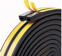 Boudin de porte et fenêtre auto-adhésif anti-collision en mousse de type D, bande d'étanchéité contre les intempéries, joint de porte, isolation phonique en caoutchouc pour porte et fenêtre Noir 10 m