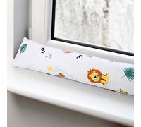 Boudin de Porte Isolant Froid 90 cm - Bas de Porte et fenêtre Coupe-Vent décoratif Idéal pour entrée Maison fenêtres et Coussin pour Chambre Enfant Coton Oeko-tex Safari