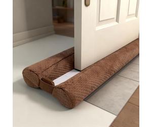 Boudin de Porte Isolant Froid Double Joint pour Porte 66-76cm - sans Colle - Bas de Porte Isolation Anti Bruit Poussière Stop à l'air Froid Anti Souris Insectes, Marron