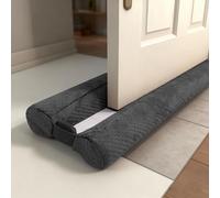 Boudin de Porte Isolant Froid Double Joint pour Porte 81-99 cm - sans Colle - Bas de Porte Isolation Anti Bruit Poussière Stop à l'air Froid Anti Souris Insectes, Gris