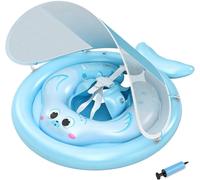 Bouée Bébé avec Pare Soleil Amovible Protection Solaire UPF 50+ Anti UV Bouée Piscine Bébé de 6 à 36 Mois, Flotteur Bébé Gonflable avec Culotte, Sangle de Sécurité, Éviter le Renversement