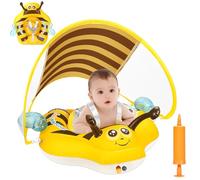 Bouee Bebe, Bouee Bebe avec Pare Soleil, Bouee Bebe Piscine, Bouee Bebe Parasol, Flotteur de Natation Gonflable pour Bébé avec Support Inférieur pour bébé de 6 à 24Mois (Mise à Niveau)