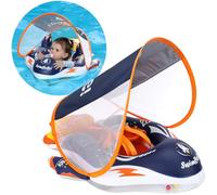 Bouee Bebe, Flotteur Bouée Bébé Anneau de Bain avec Auvent Gonflable pour Piscine - Convient aux Enfants de 6 Mois à 3 Ans (Vaisseau Spatial Bleu)