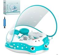 Bouee Bebe Gonflable avec Auvent - Anti-Retournement - Siège Ajustable - Flotteur de Piscine pour Bébé de 3 à 36 Mois - Taille L