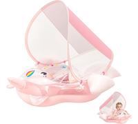 Bouée Bébé, La Licorne/Le Requin Bouee Bebe Avec Auvent Pare Soleil Upf 50+, Siège Ajustable,Baby Pool Float,Bouée Piscine De Natation Gonflable Accessoires Piscine Pour Enfants De 3 À 24 Mois