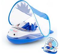 Bouée Bébé, La Licorne/Le Requin Bouee Bebe Avec Auvent Pare Soleil Upf 50+, Siège Ajustable,Baby Pool Float,Bouée Piscine De Natation Gonflable Accessoires Piscine Pour Enfants De 3 À 24 Mois