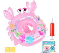 Bouee Bebe Ninonly Bébé Siège de Piscine avec Pompe à air, 2 Patchs de Réparation pour Enfants de 12 à 36 Mois pour Le Bain et L'apprentissage de la Natation,Piscine,Plage,Baignoire (Rose Crabe)