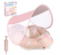 Bouée Bébé Piscine avec Pare-Soleil UPF 50+, Anneau de Natation Gonflable (12-36 Mois) - Double Airbag Réglable, Taille L, Rose