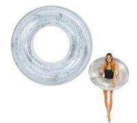Bouée de Natation à Paillettes, Anneau de Natation Gonflable Adulte, Bague de Natation en PVC, Pneus de Natation pour Adultes Accessoires de Flottants pour Fête de Piscine D'été - Argent