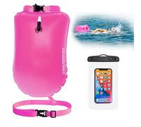 Bouée de Natation,Flotteur Tractée de Natation Sauvage 20L et Étui de Téléphone Étanche,Sac Sec Remorquage Gonflable,Nageurs Sports En Eau Libre Triathlètes Entraînement Accessoires,à Haute Visibilité