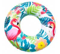 Bouée De Natation Gonflable À Imprimé Flamant Rose Et Feuilles Tropicales