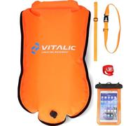 Bouée de natation gonflable avec lumière et étui de téléphone - Flotteur flottant pour la natation en eau libre et le triathlon en toute sécurité - Sac de natation étanche avec sac isotherme