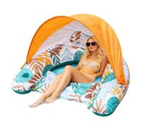 Bouée de Piscine avec auvent - Flottant Gonflable - Fauteuil Flottant avec Porte-Gobelet | pour Plage, lac, rivière, Vacances d'été, activités Nautiques en Plein air