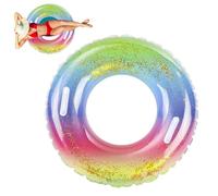 Bouée Flottante Transparente à Paillettes Arc-en-Ciel pour Adultes avec poignée bouée Gonflable pour la Piscine et la Plage en été