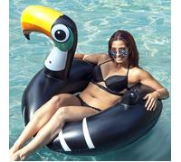 Bouée Gonflable Géante Forme Toucan 128 cm Mulitcolore avec Poignées pour Enfants et Adultes Piscine ou Plage