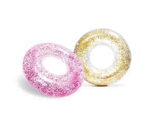 Bouée gonflable glitter 119 cm diam. 1 pc. rose et doré TU