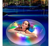 Bouée Gonflable Lumineuse Ronde en PVC avec poignée Transparente et étanche idéale pour la Piscine en été (Taille Adulte).